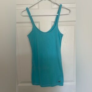 Hollister aqua tank top with spaghetti straps with scalloped trim, never worn